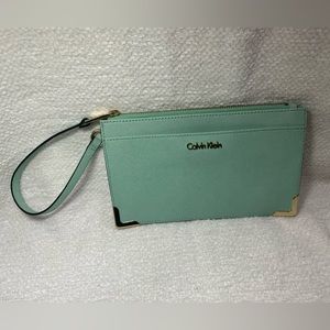 Calvin Klein On My Corner Saffiano Mint Clutch